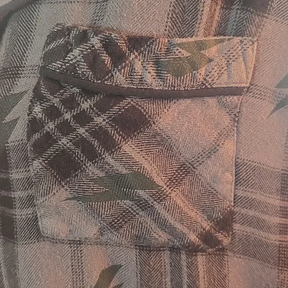 Rails Kellen Lightning Plaid Charcoal Jet Gray Black Womens Pajama Set Large